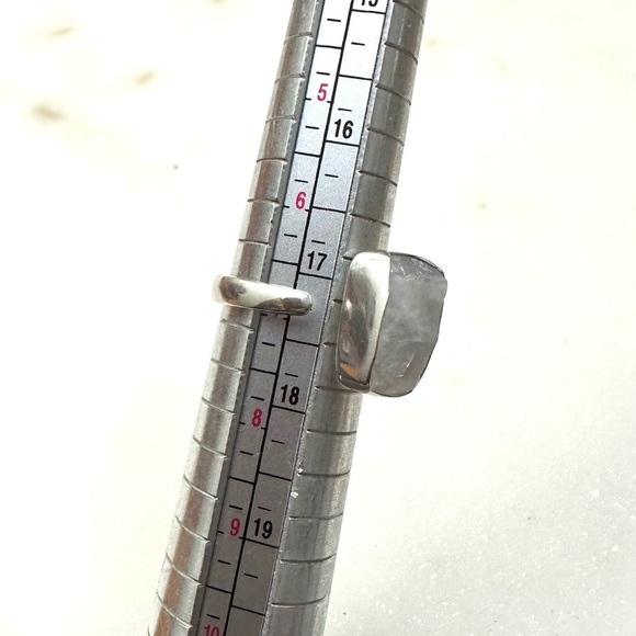 Raw Rough White Rainbow Moonstone Solid Sterling Silver Adjustable Ring - Picture 10 of 16